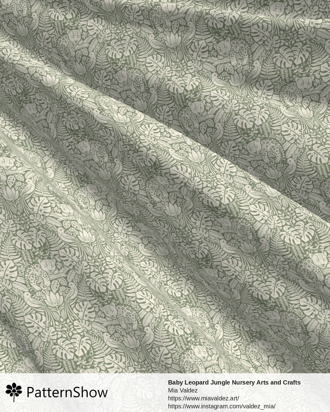 Baby Leopard Jungle Nursery Arts and Crafts - Dark Sage Green