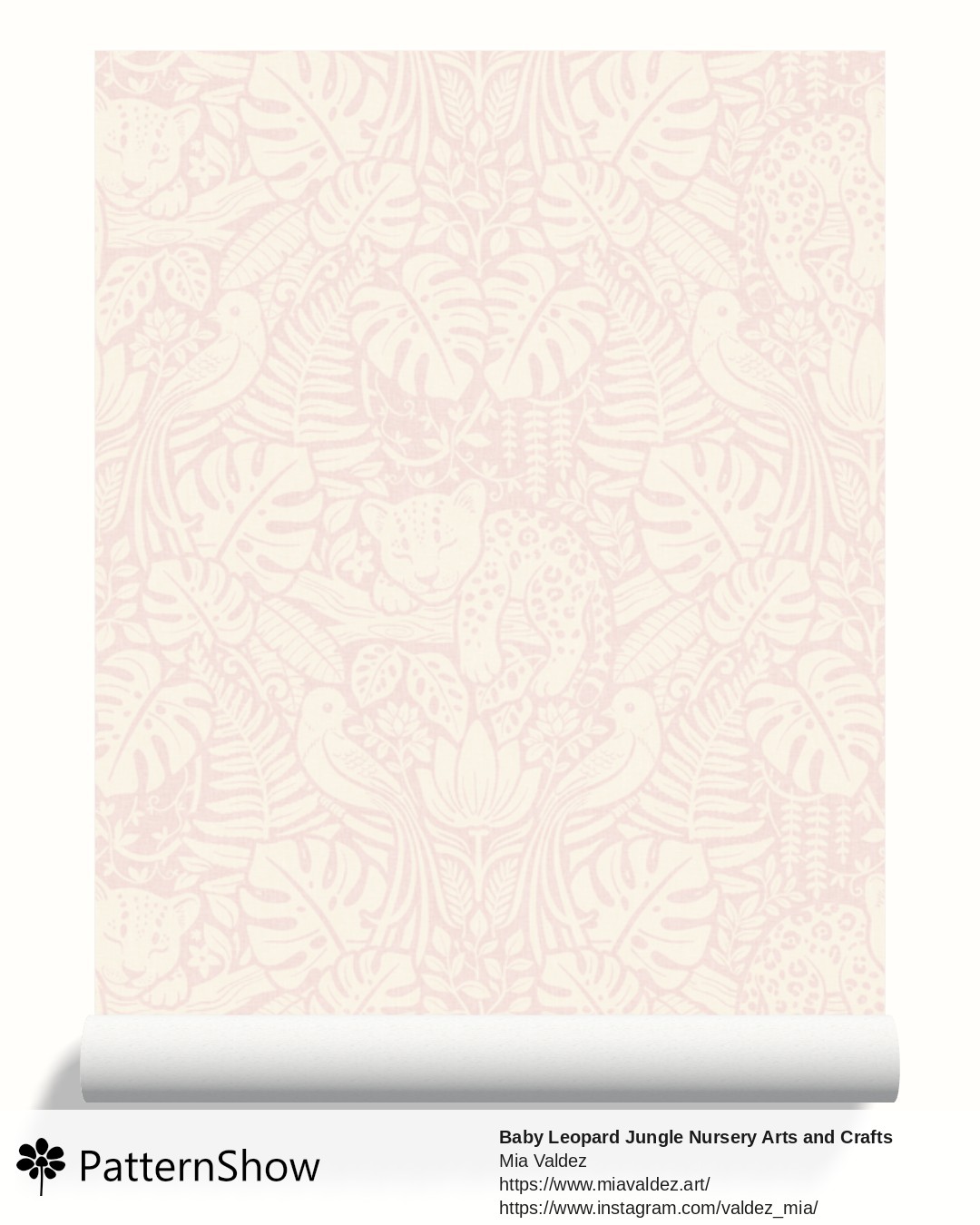 Baby Leopard Jungle Nursery Arts and Crafts wallpaper - Blush White Eggshell