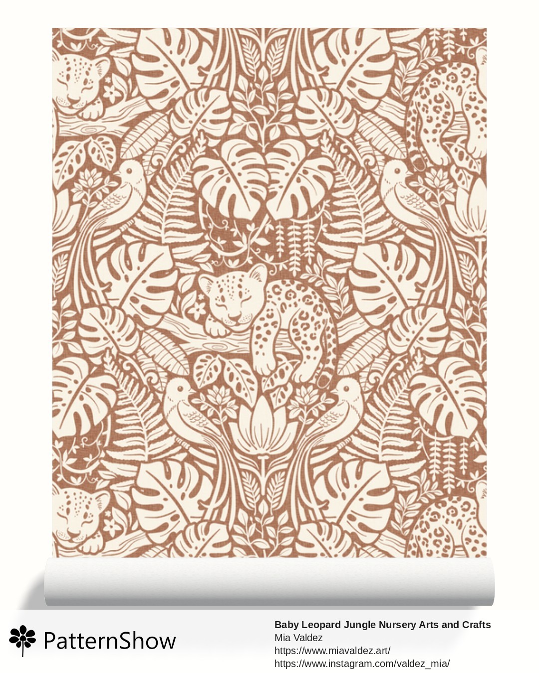 Baby Leopard Jungle Nursery Arts and Crafts wallpaper - Bran Brown