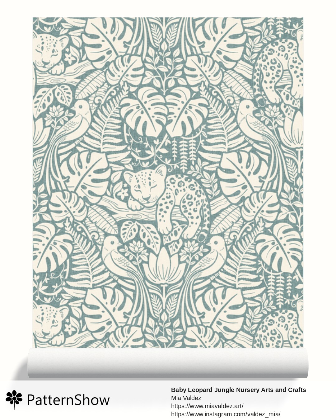 Baby Leopard Jungle Nursery Arts and Crafts wallpaper - Dark Grayish Cyan
