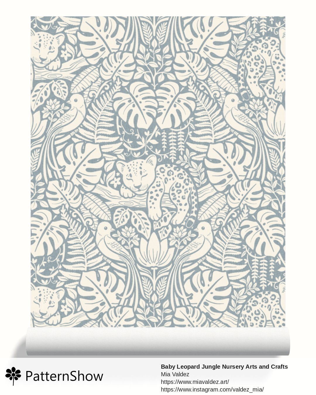 Baby Leopard Jungle Nursery Arts and Crafts wallpaper - Dove Gray