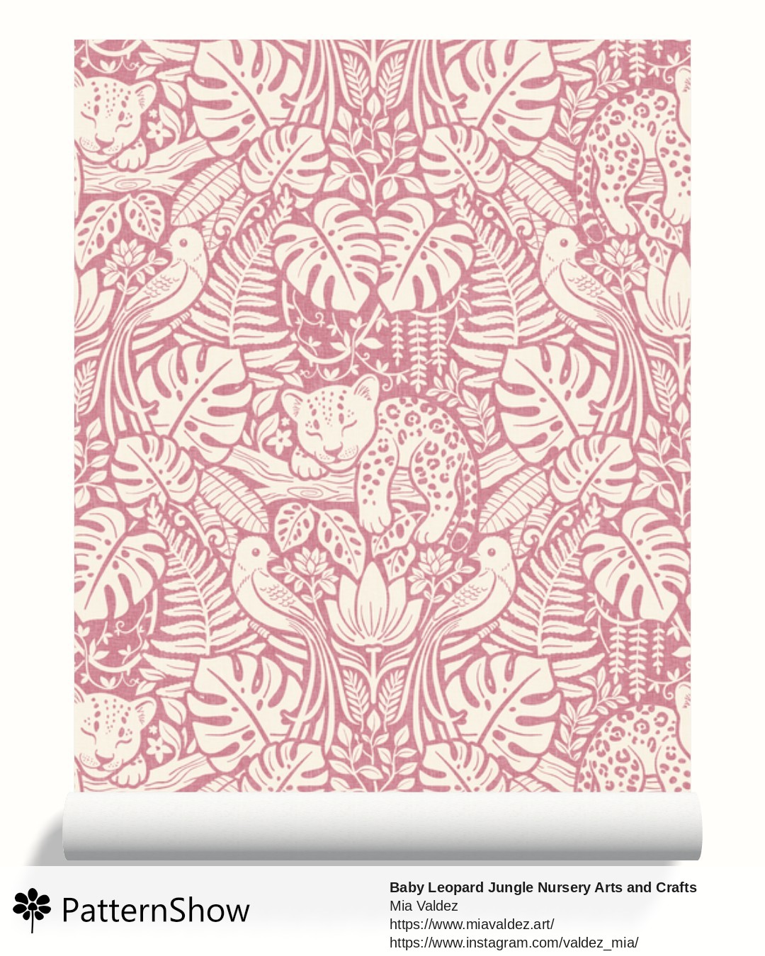 Baby Leopard Jungle Nursery Arts and Crafts wallpaper - Dusty Rose