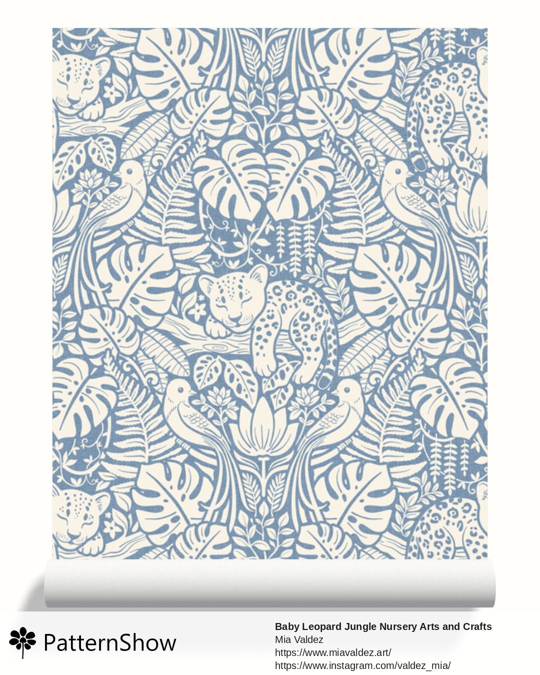 Baby Leopard Jungle Nursery Arts and Crafts wallpaper - Grayish Blue