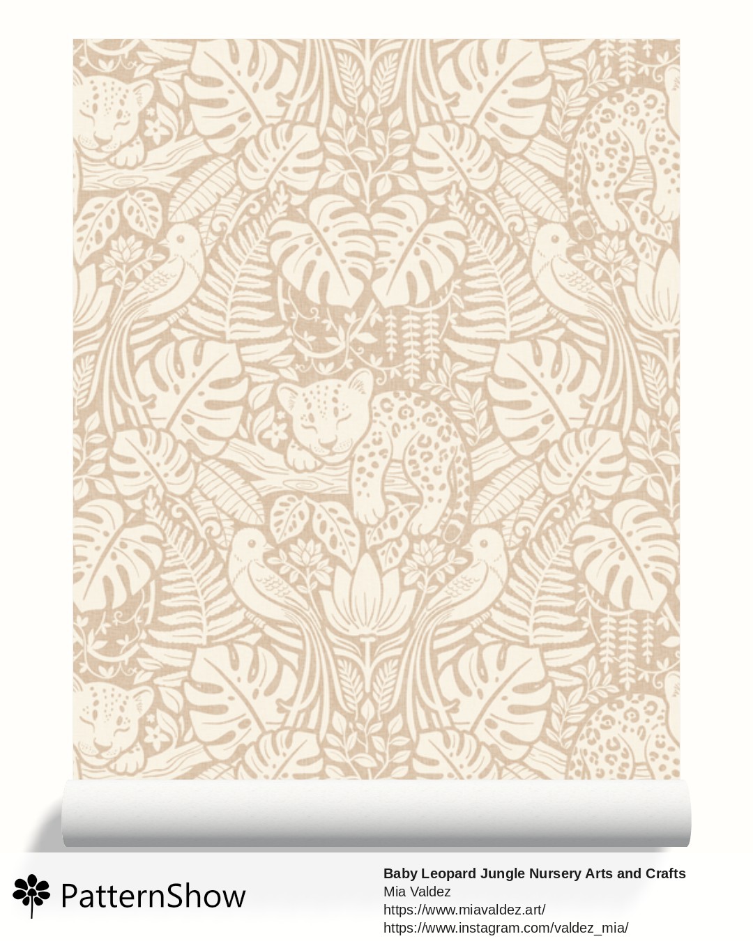 Baby Leopard Jungle Nursery Arts and Crafts wallpaper - Kilim Beige