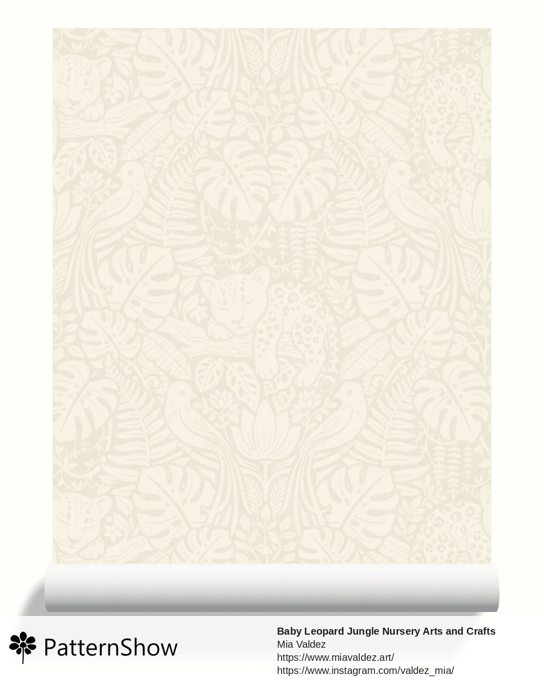 Baby Leopard Jungle Nursery Arts and Crafts wallpaper - Light Greige