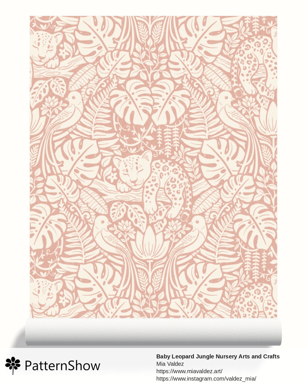 Baby Leopard Jungle Nursery Arts and Crafts wallpaper - Muted Pink