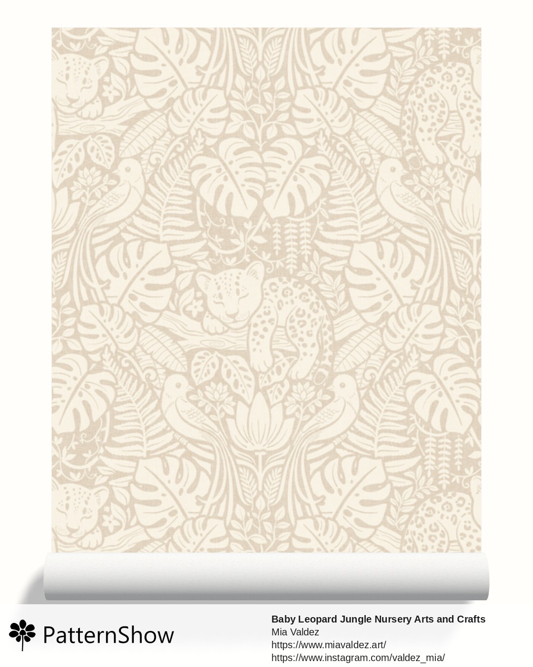 Baby Leopard Jungle Nursery Arts and Crafts wallpaper - Natural Linen
