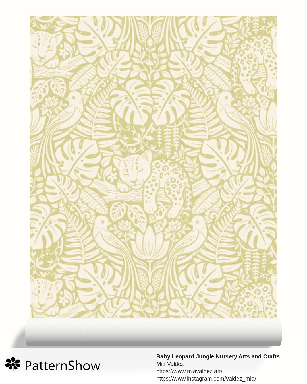 Baby Leopard Jungle Nursery Arts and Crafts wallpaper - Olive Sand