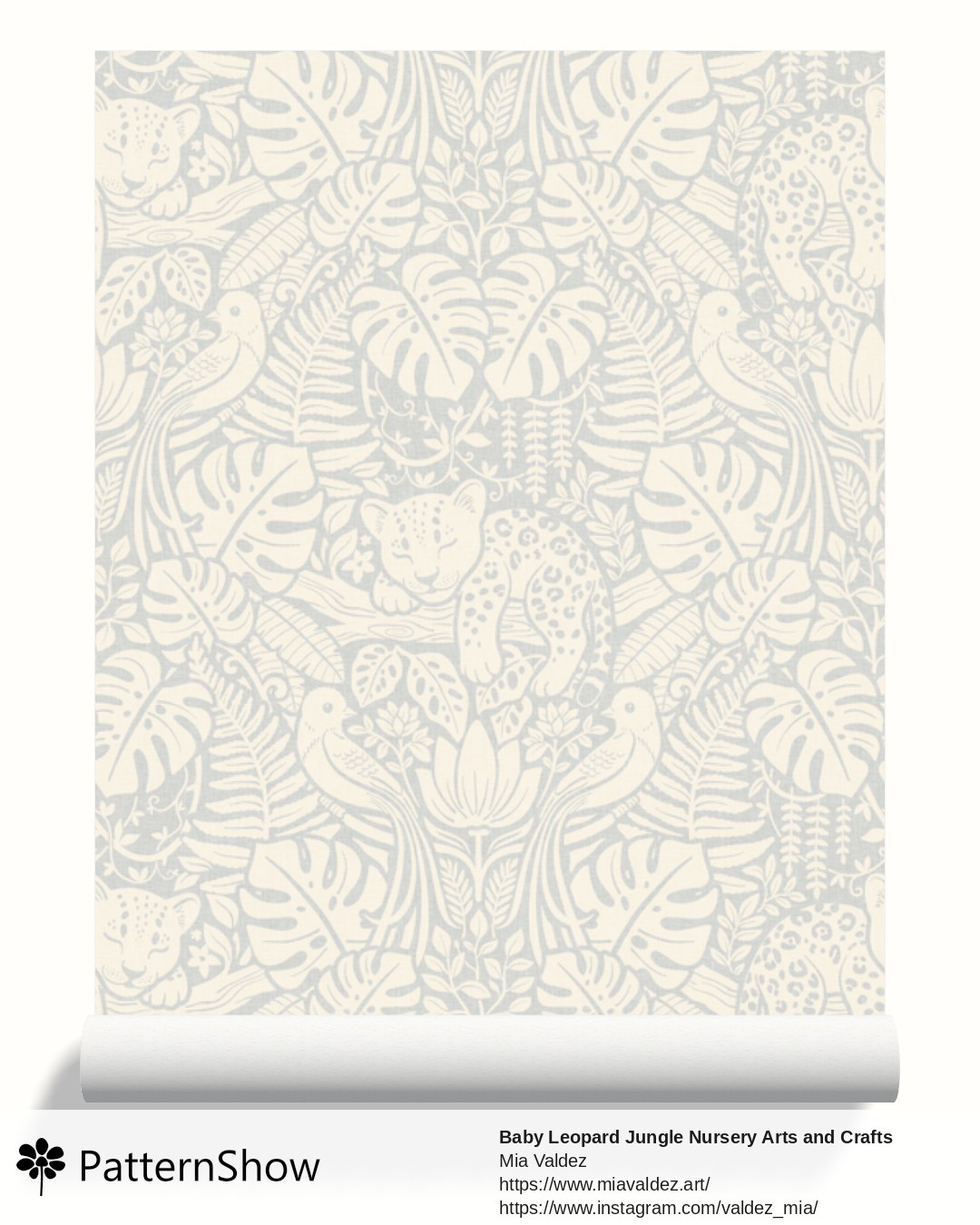 Baby Leopard Jungle Nursery Arts and Crafts wallpaper - Olympus White