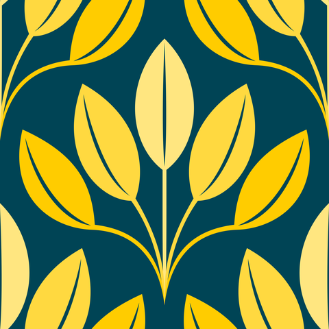 Yellow Gold Deep Teal Prussian Blue