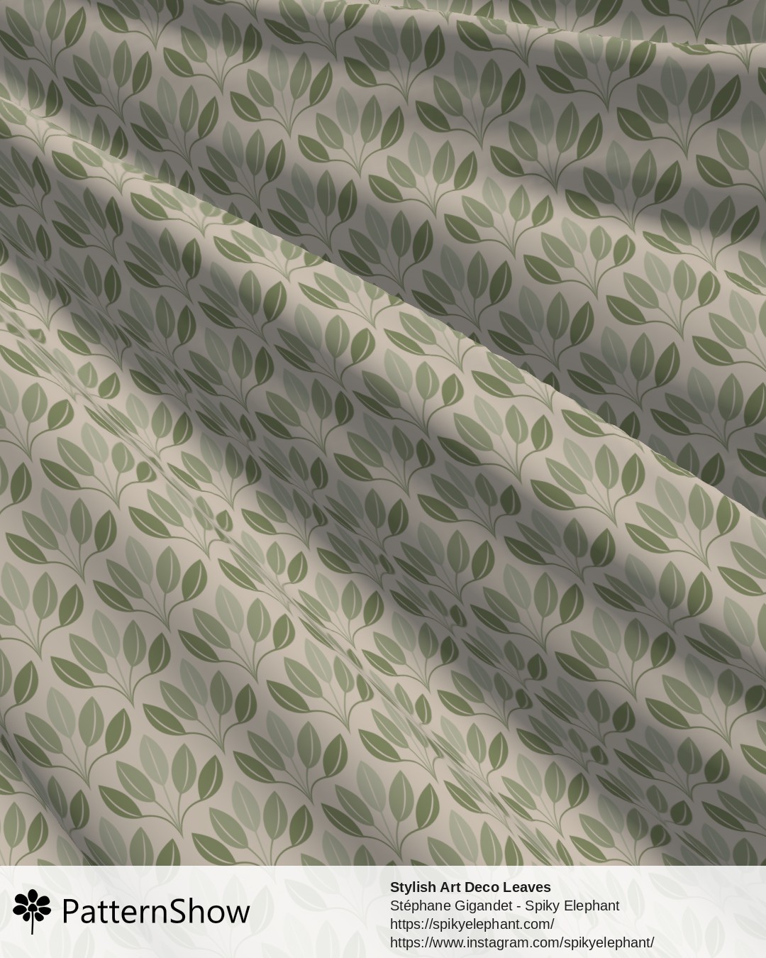 Stylish Art Deco Leaves - Serene Rich Sage Green Earthy Cream
