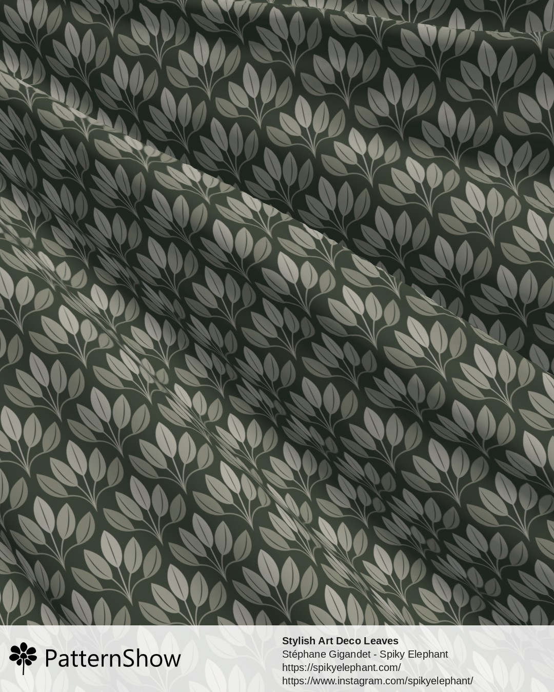 Stylish Art Deco Leaves - Soft Nature Sage Green Dark Artichoke