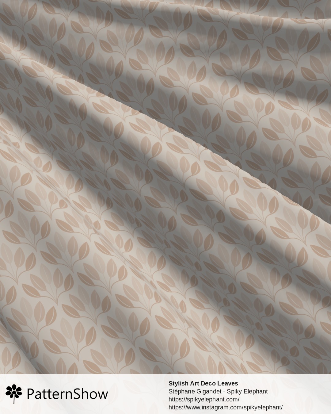 Stylish Art Deco Leaves - Warm Tones Light Brown Neutral Cream Grey