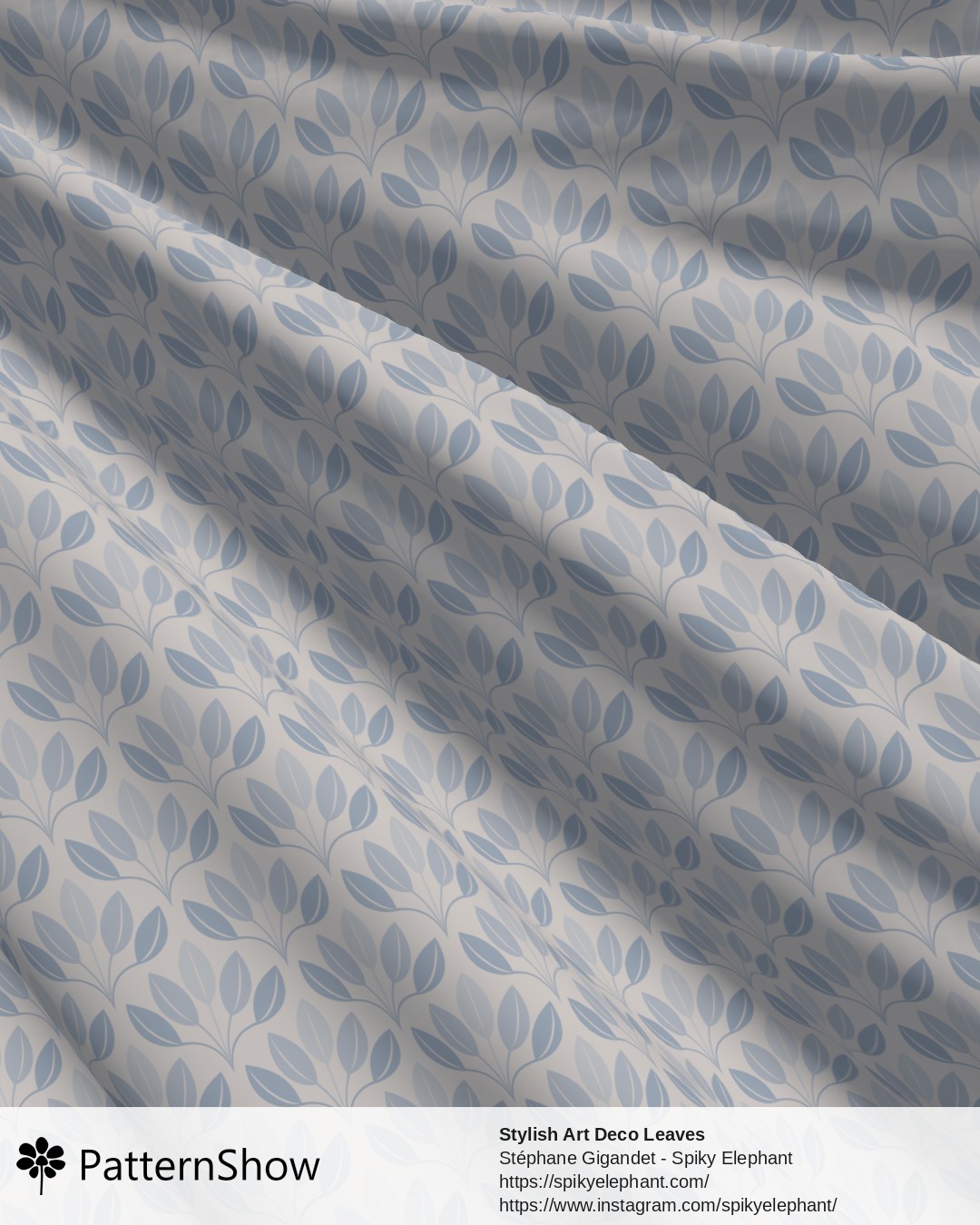 Stylish Art Deco Leaves - Soft Baby Blue Light Off White Cream