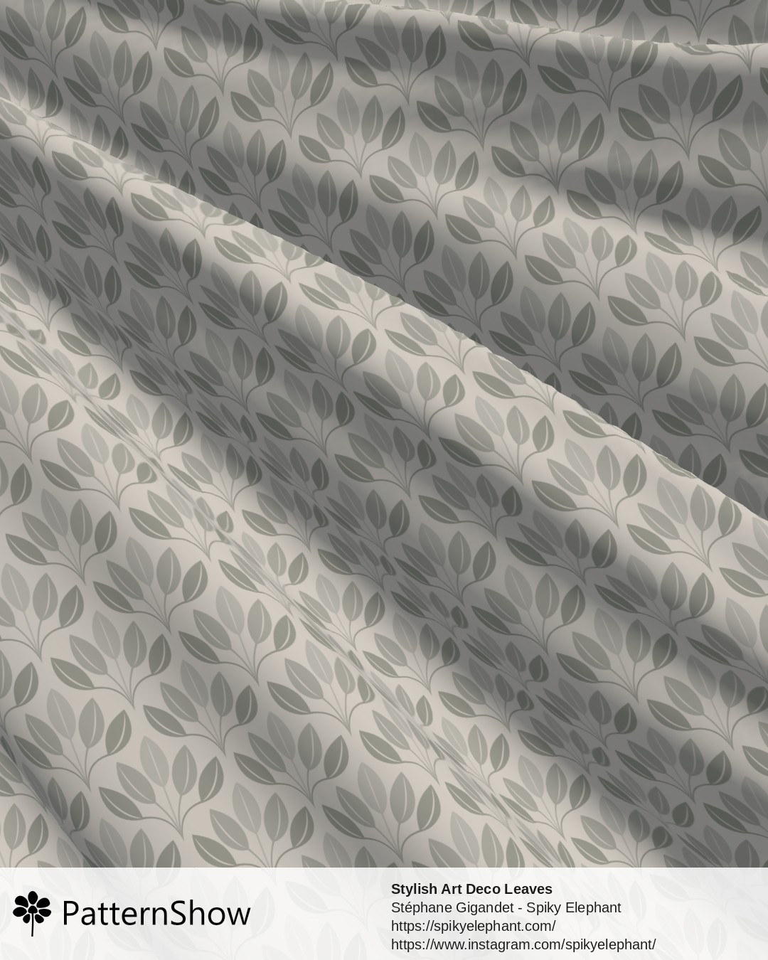 Stylish Art Deco Leaves - Light Grey Neutral Green White Cream