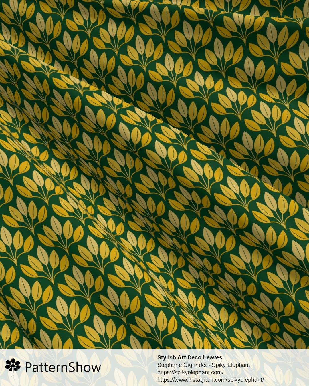 Stylish Art Deco Leaves - Luxury Golden Yellow Gold Dark Green