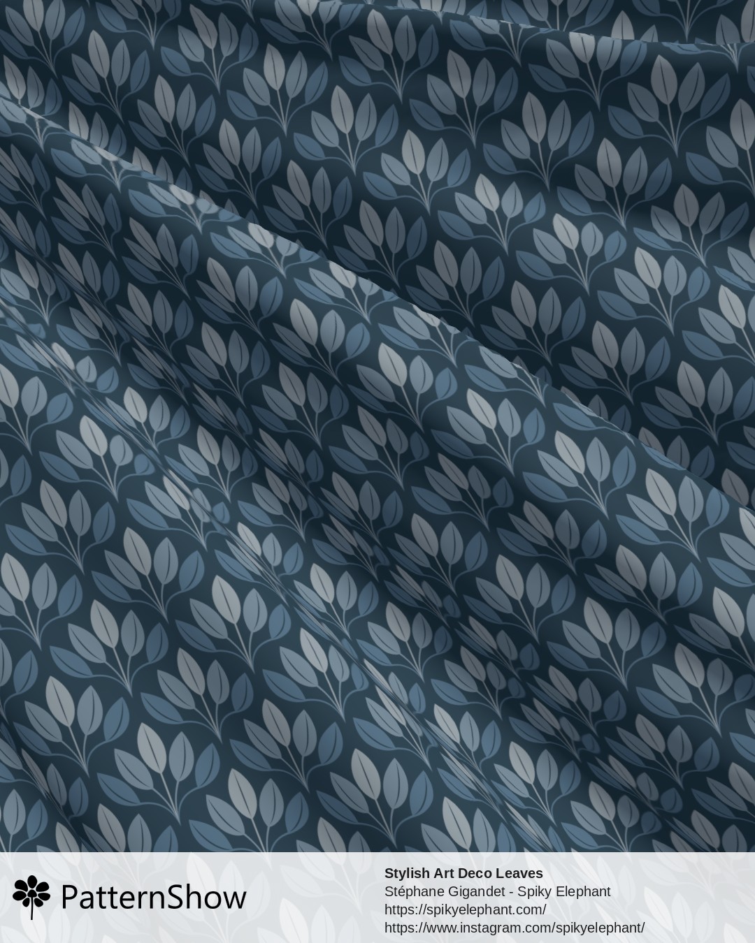 Stylish Art Deco Leaves - Agean Blue Muted Denim Light Blue