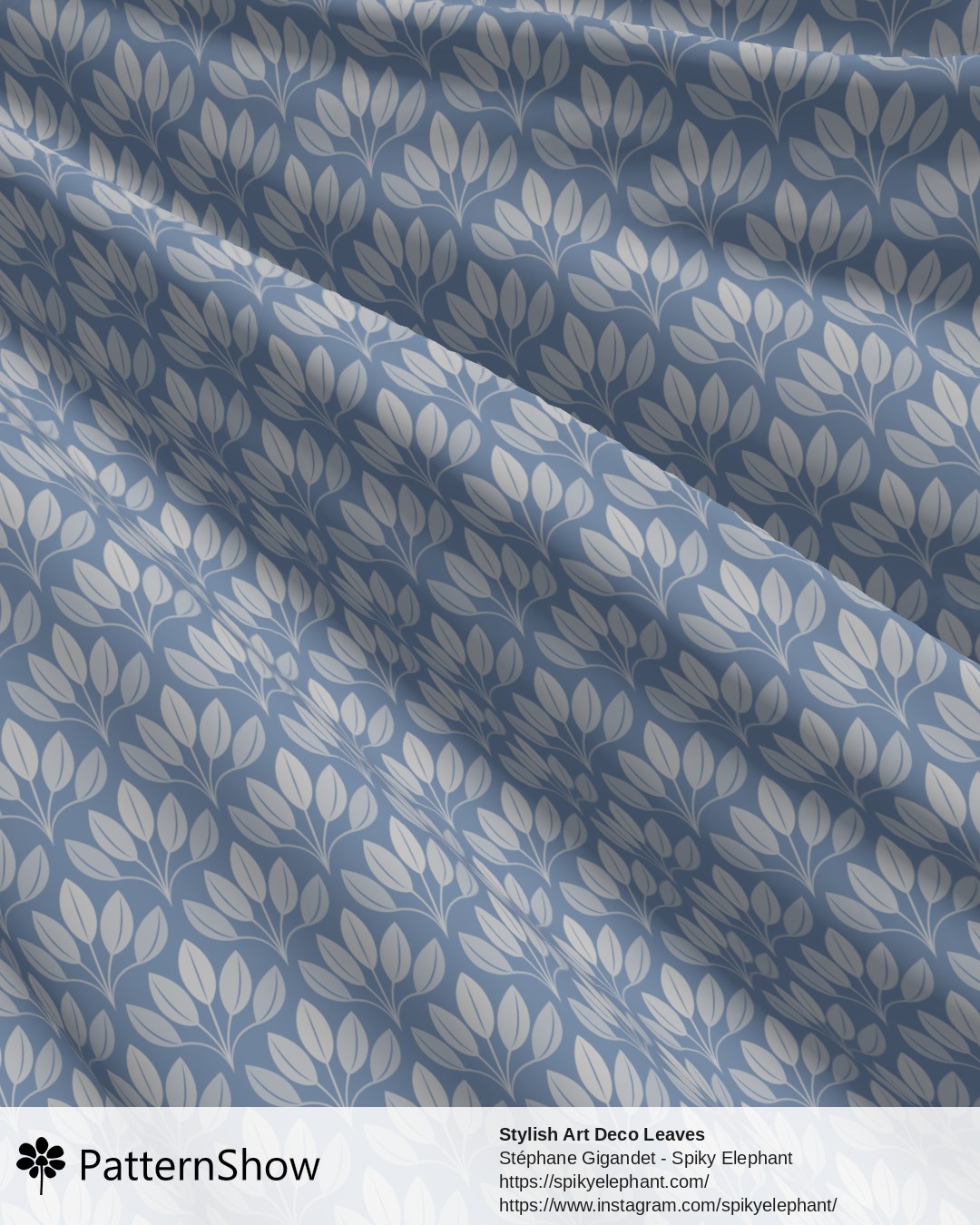 Stylish Art Deco Leaves - Coastal Light Pastel Cornflower Blue