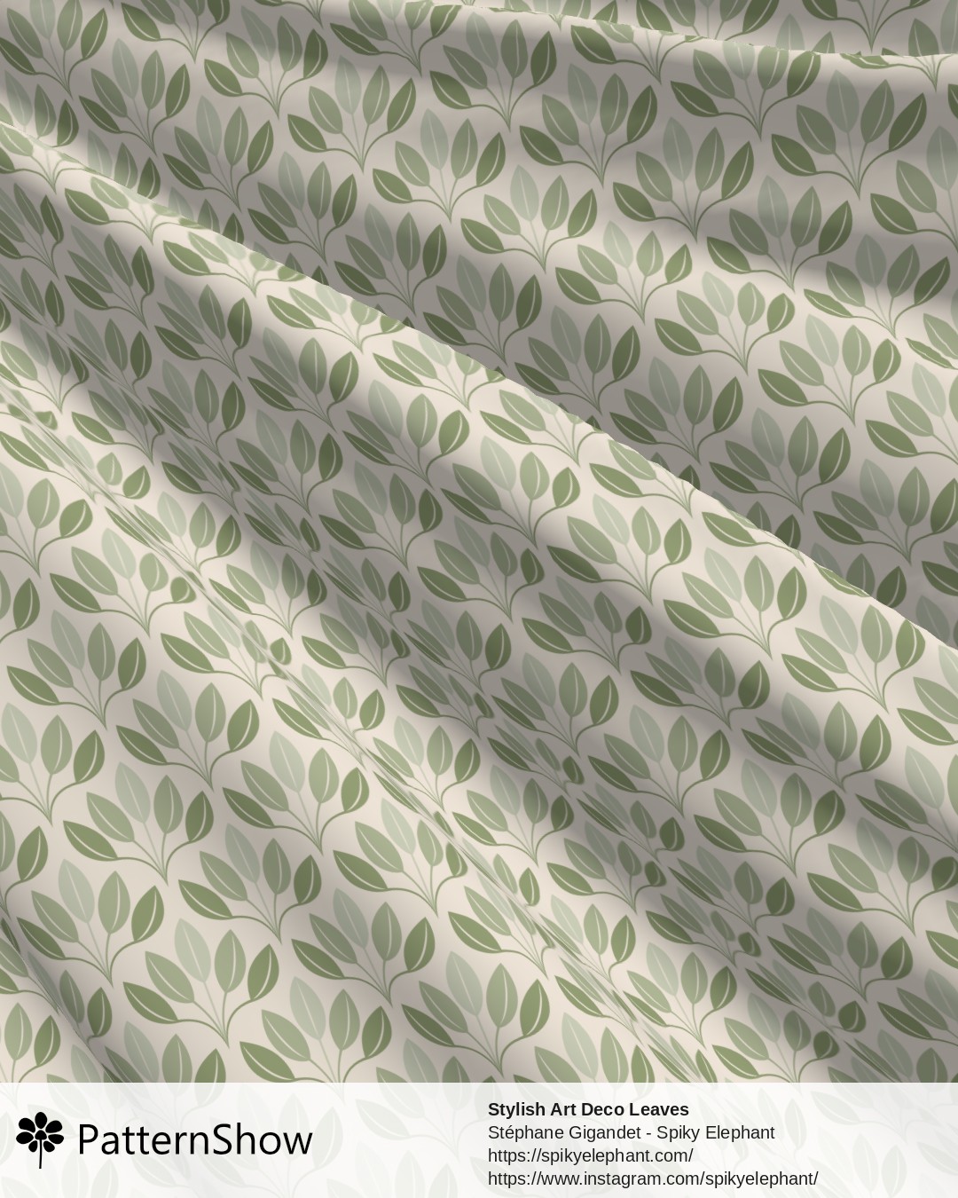 Stylish Art Deco Leaves - Serene Rich Sage Green Earthy Cream
