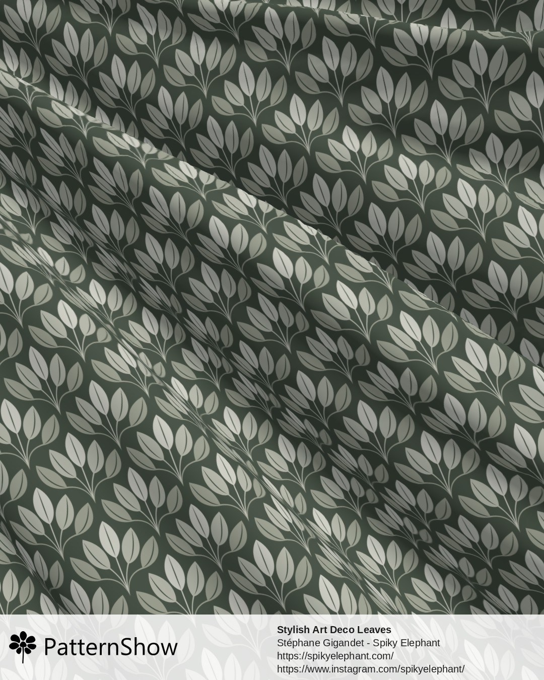 Stylish Art Deco Leaves - Soft Nature Sage Green Dark Artichoke