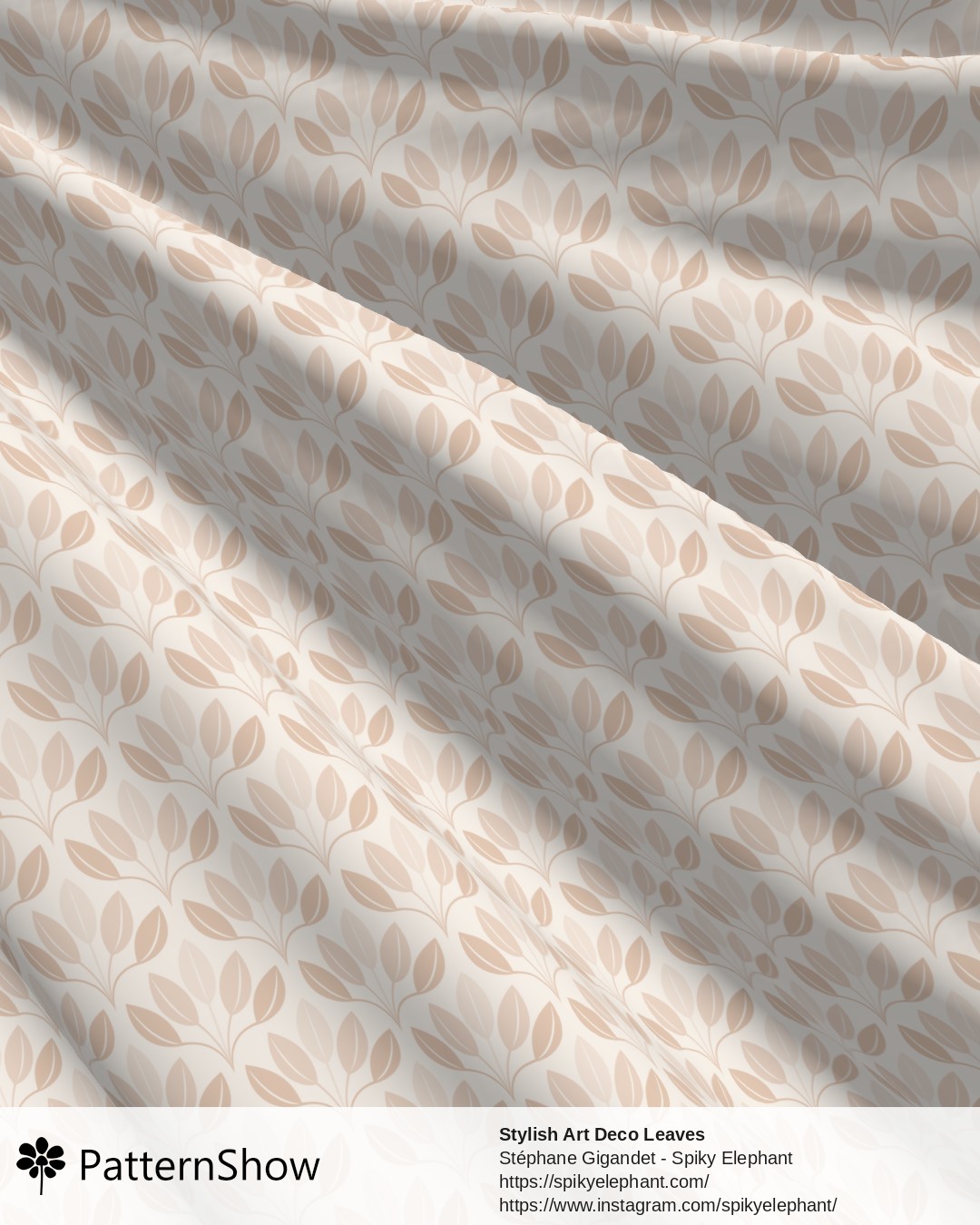 Stylish Art Deco Leaves - Warm Tones Light Brown Neutral Cream Grey