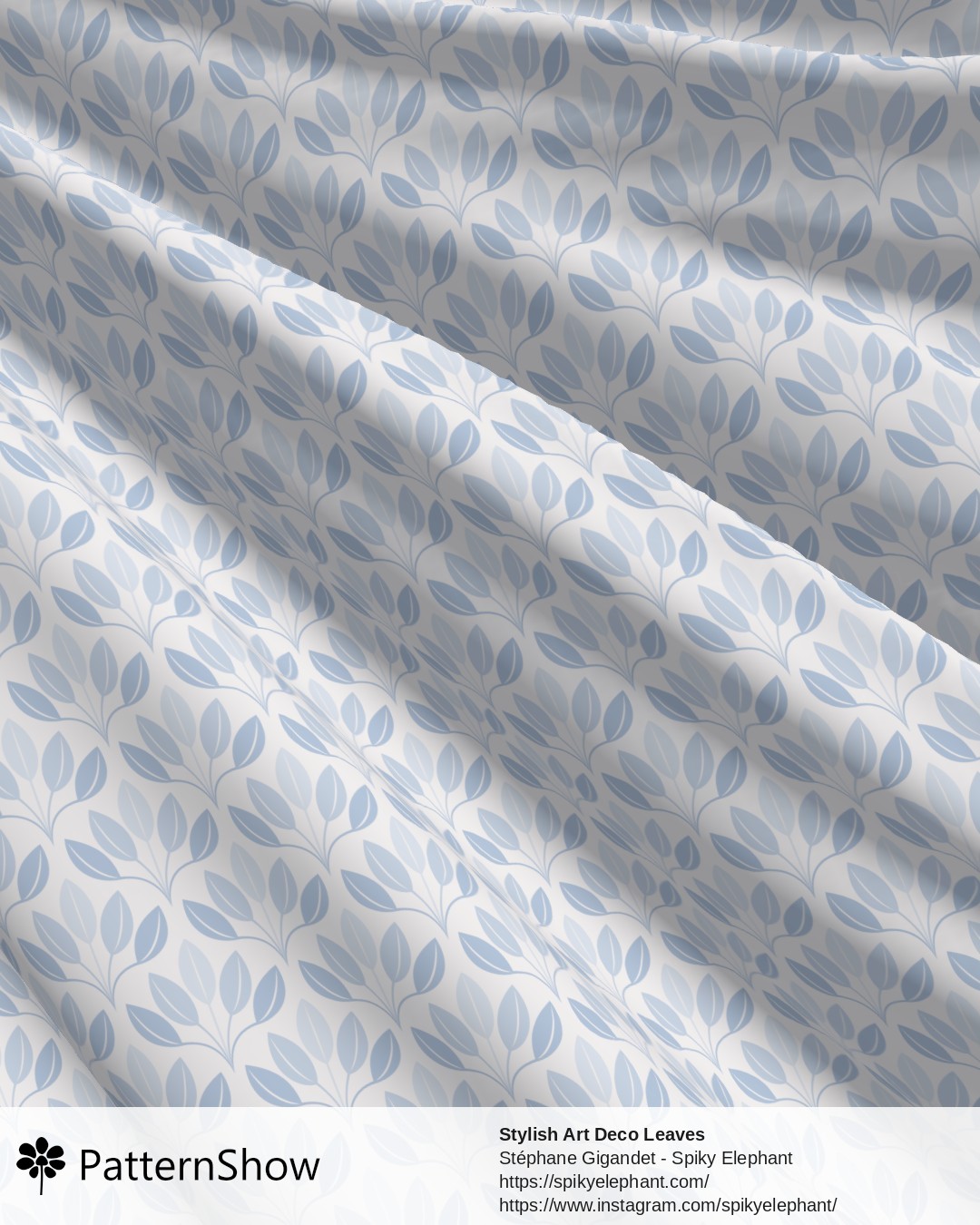 Stylish Art Deco Leaves - Soft Baby Blue Light Off White Cream