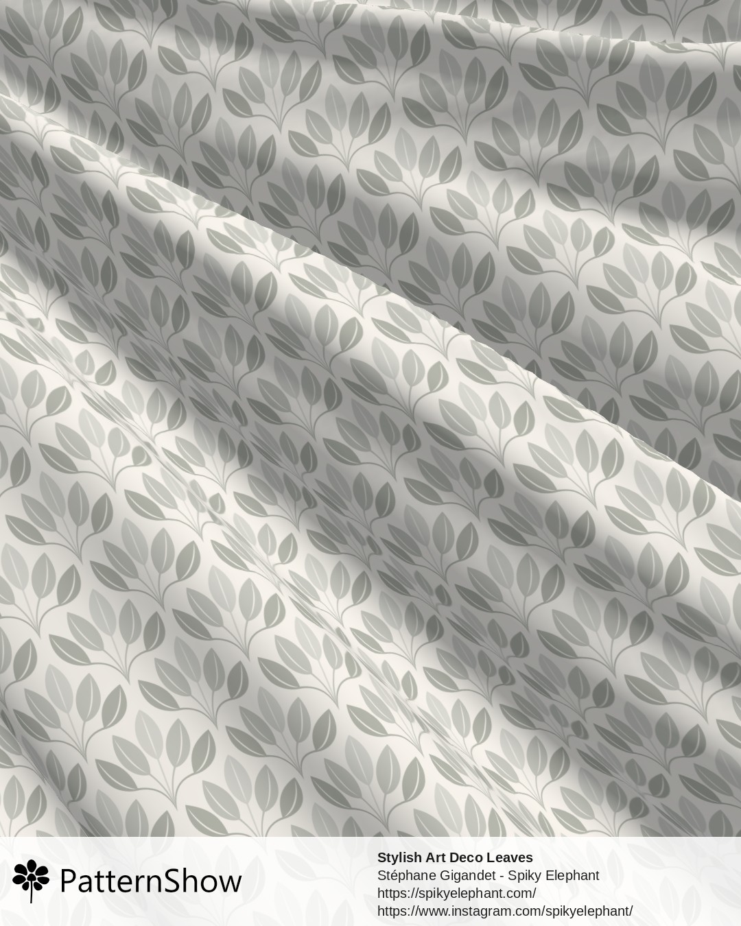 Stylish Art Deco Leaves - Light Grey Neutral Green White Cream