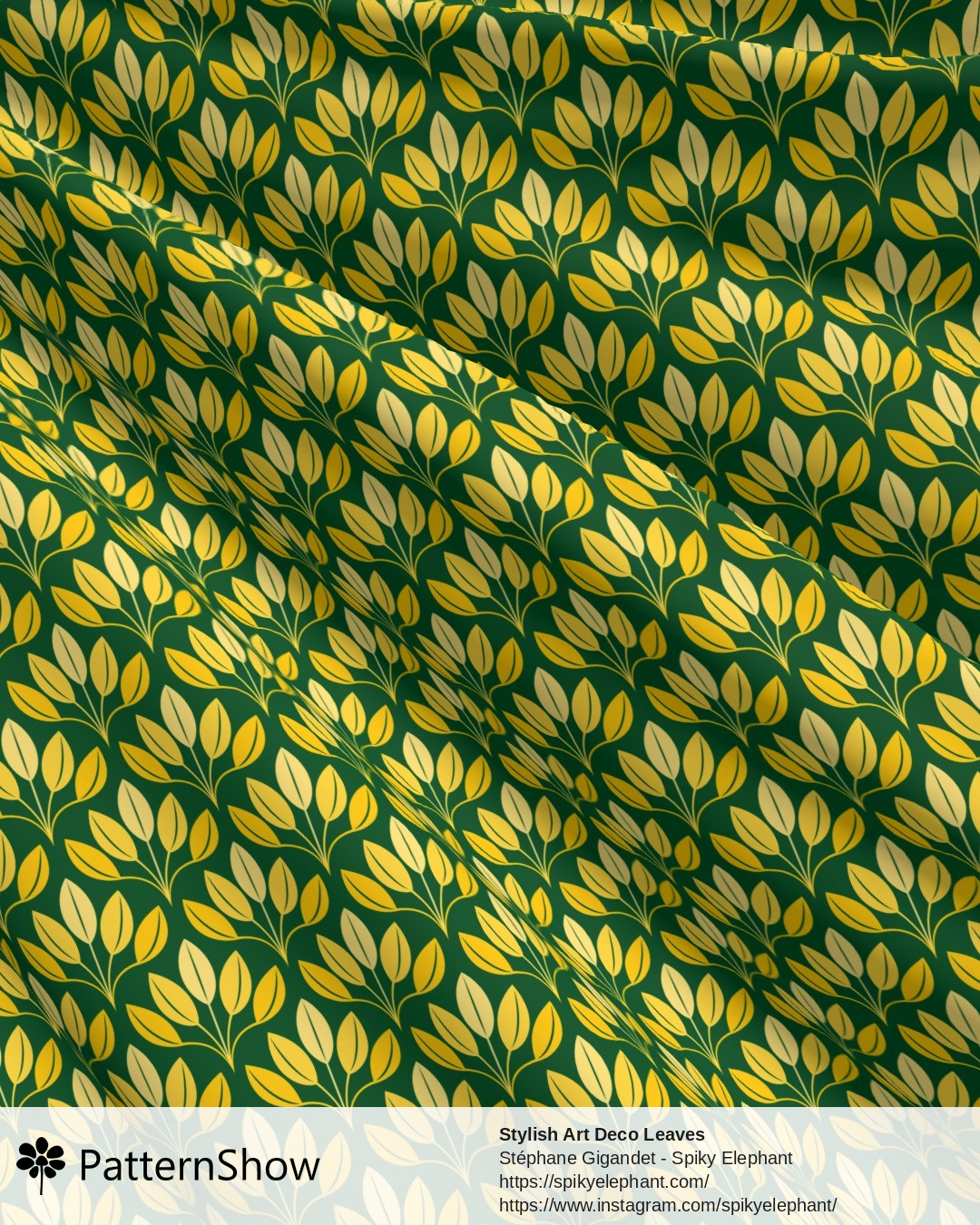 Stylish Art Deco Leaves - Luxury Golden Yellow Gold Dark Green