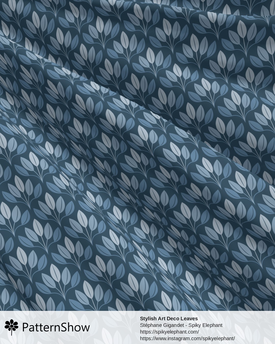 Stylish Art Deco Leaves - Agean Blue Muted Denim Light Blue