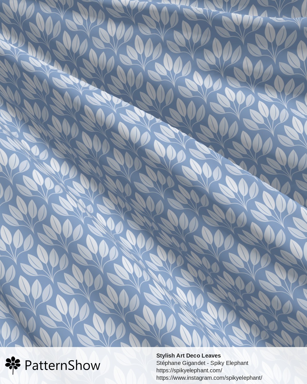 Stylish Art Deco Leaves - Coastal Light Pastel Cornflower Blue