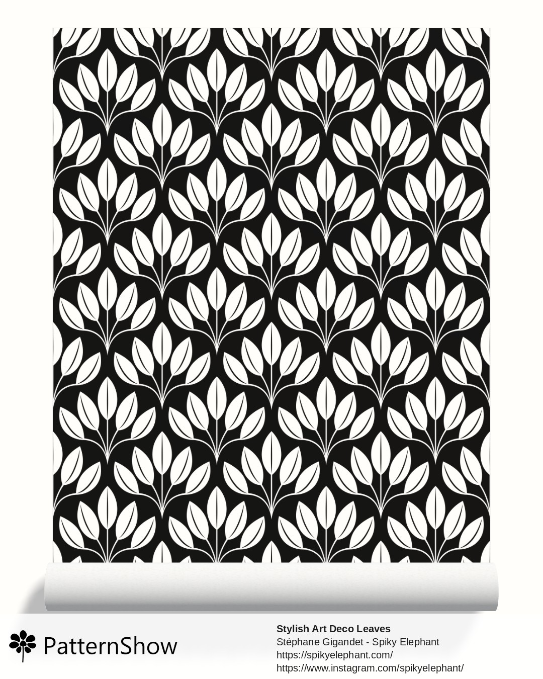Stylish Art Deco Leaves wallpaper - Timeless Bold Graphic Black and White