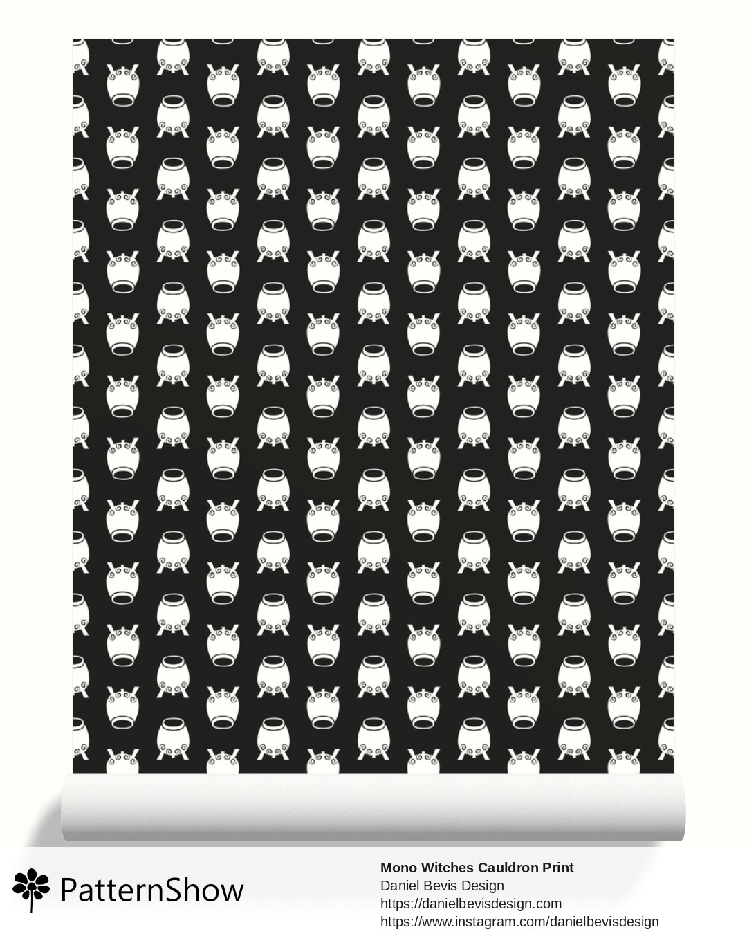 Mono Witches Cauldron Print wallpaper - Black and White