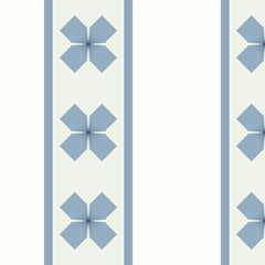 Diamond Quatrefoil Flower French Ticking Stripes - Grandmillennial Blue Green