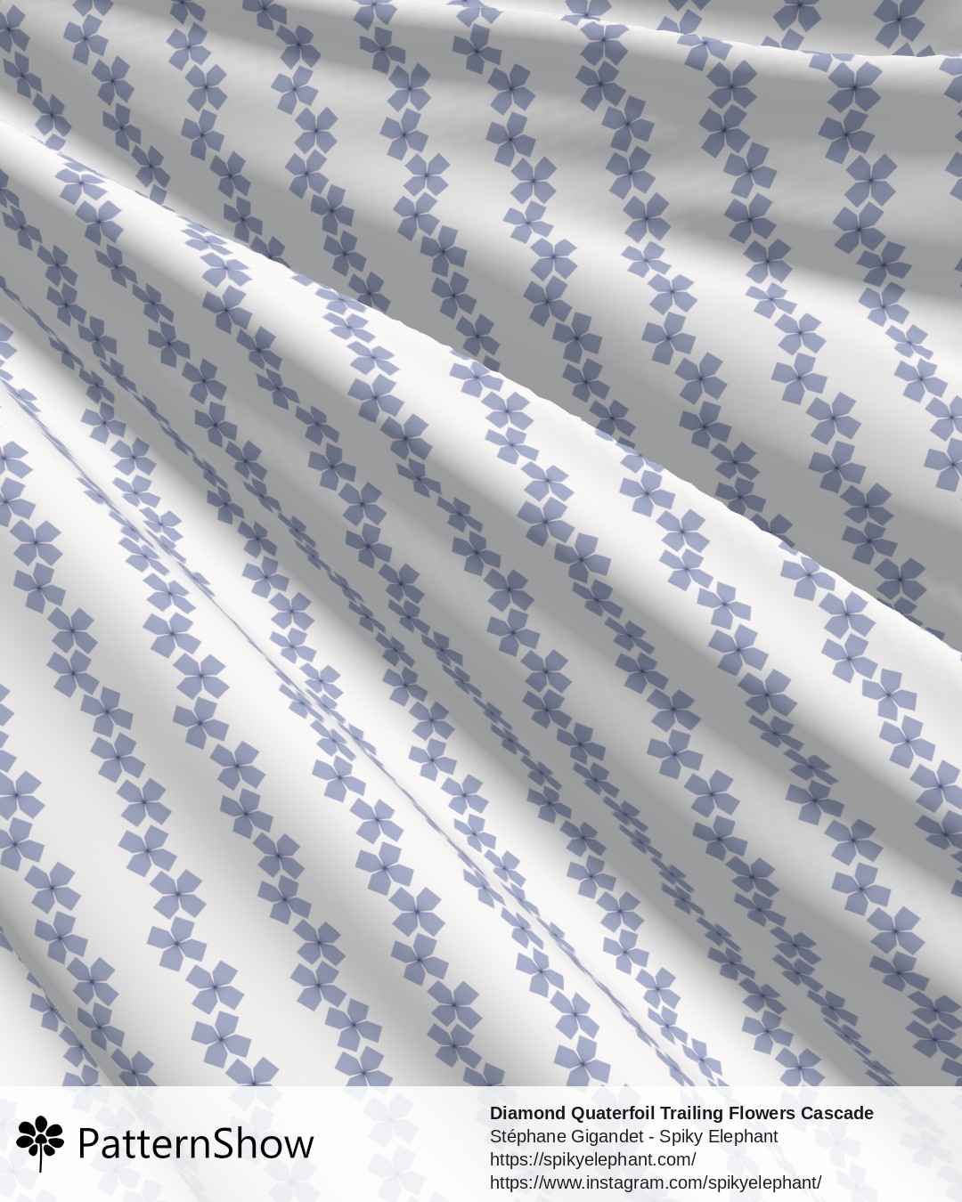 Diamond Quaterfoil Trailing Flowers Cascade - diamond-quatrefoil-trailing-flowers-cascade.soft-periwinkle-cream.3600x6200