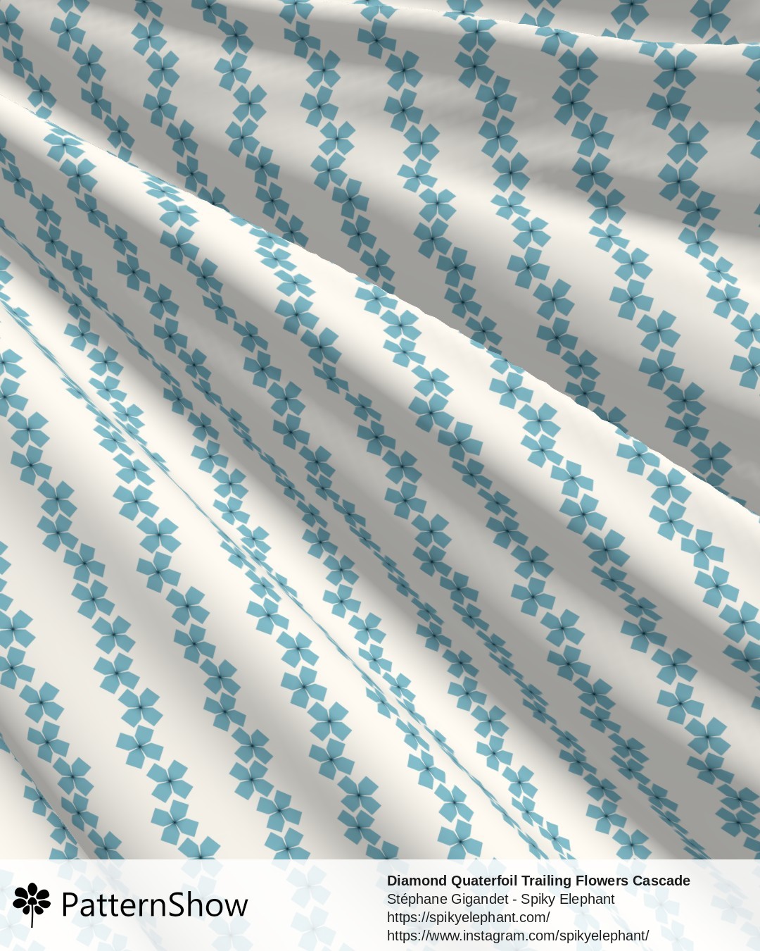 Diamond Quaterfoil Trailing Flowers Cascade - diamond-quatrefoil-trailing-flowers-cascade.soft-light-blue-butter-yellow-cream.3600x6200