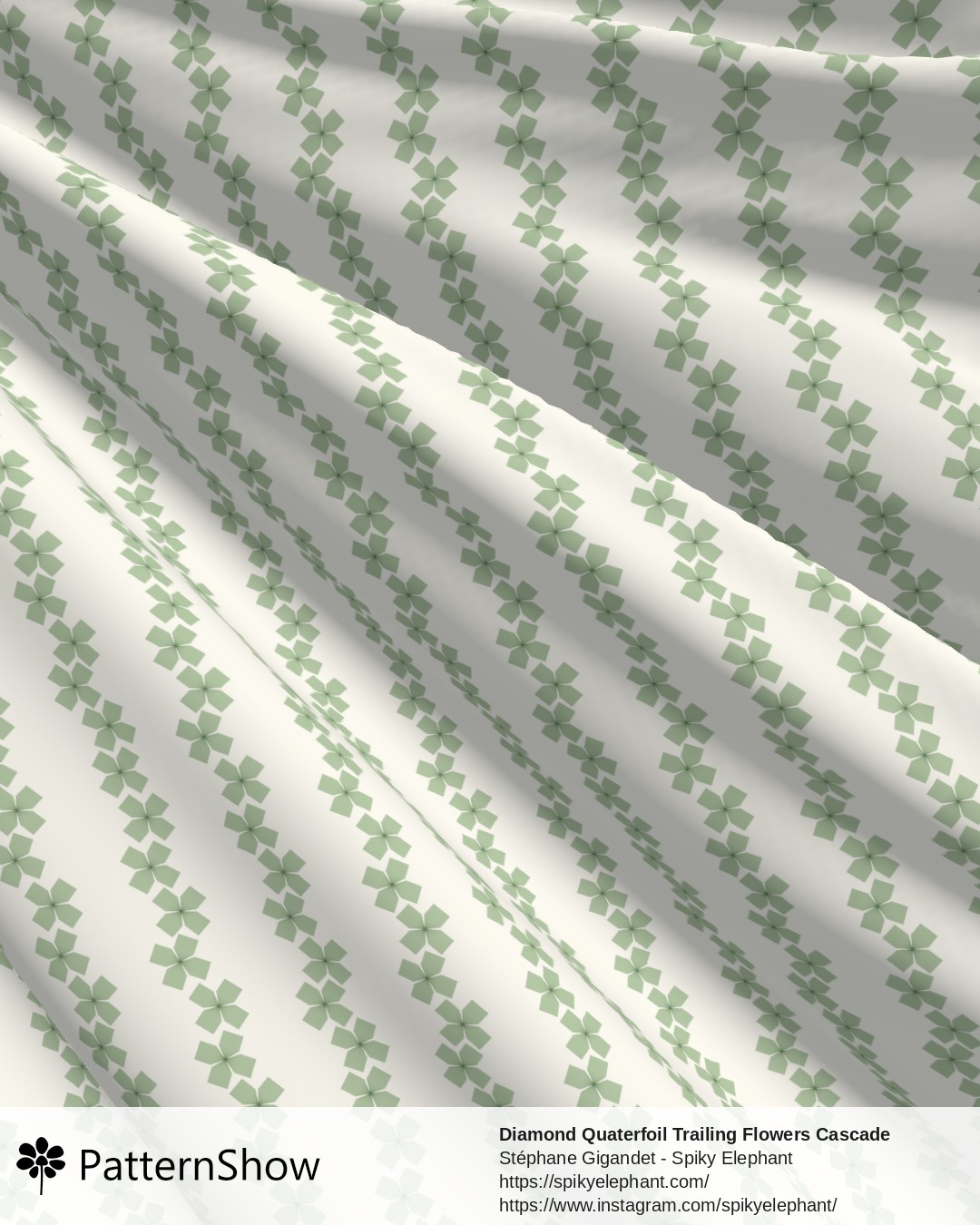 Diamond Quaterfoil Trailing Flowers Cascade - diamond-quatrefoil-trailing-flowers-cascade.sage-green-butter-yellow-cream.3600x6200