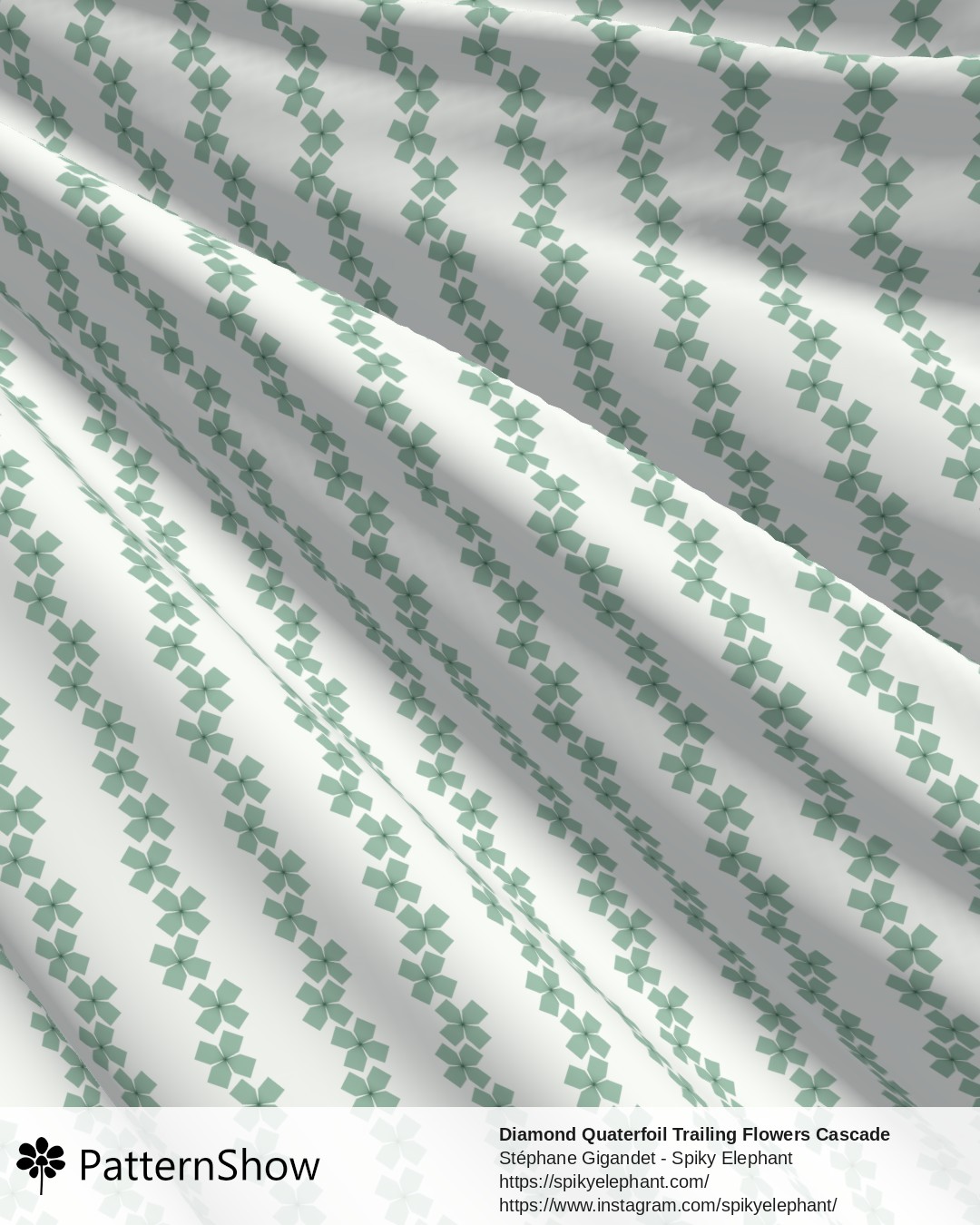 Diamond Quaterfoil Trailing Flowers Cascade - diamond-quatrefoil-trailing-flowers-cascade.mint-seafoam-cream.3600x6200