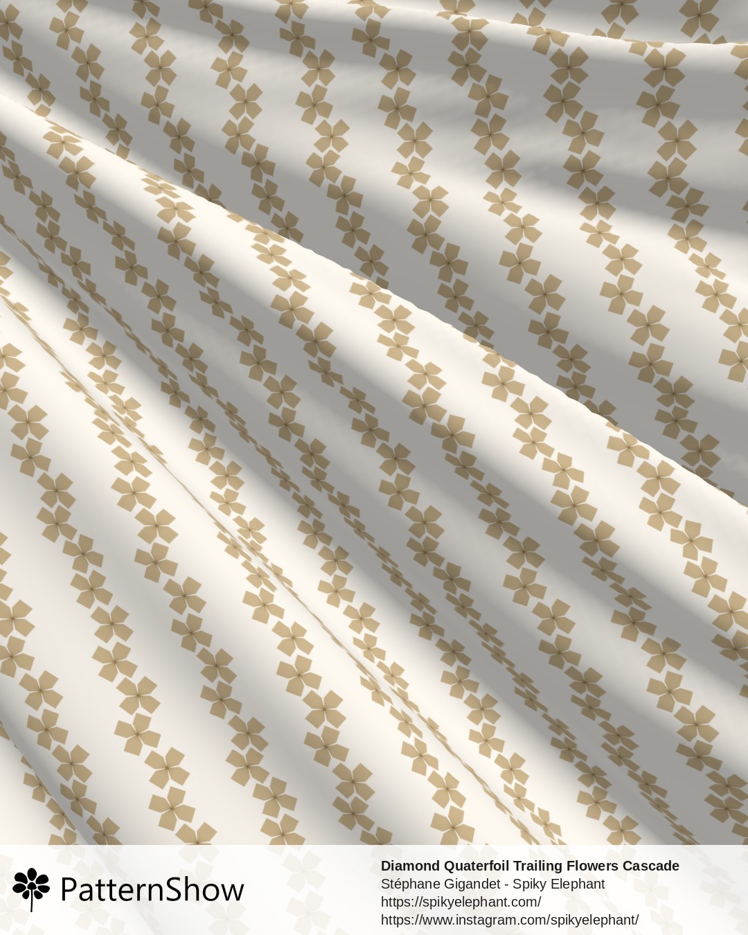 Diamond Quaterfoil Trailing Flowers Cascade - diamond-quatrefoil-trailing-flowers-cascade.gold-beige-cream.3600x6200