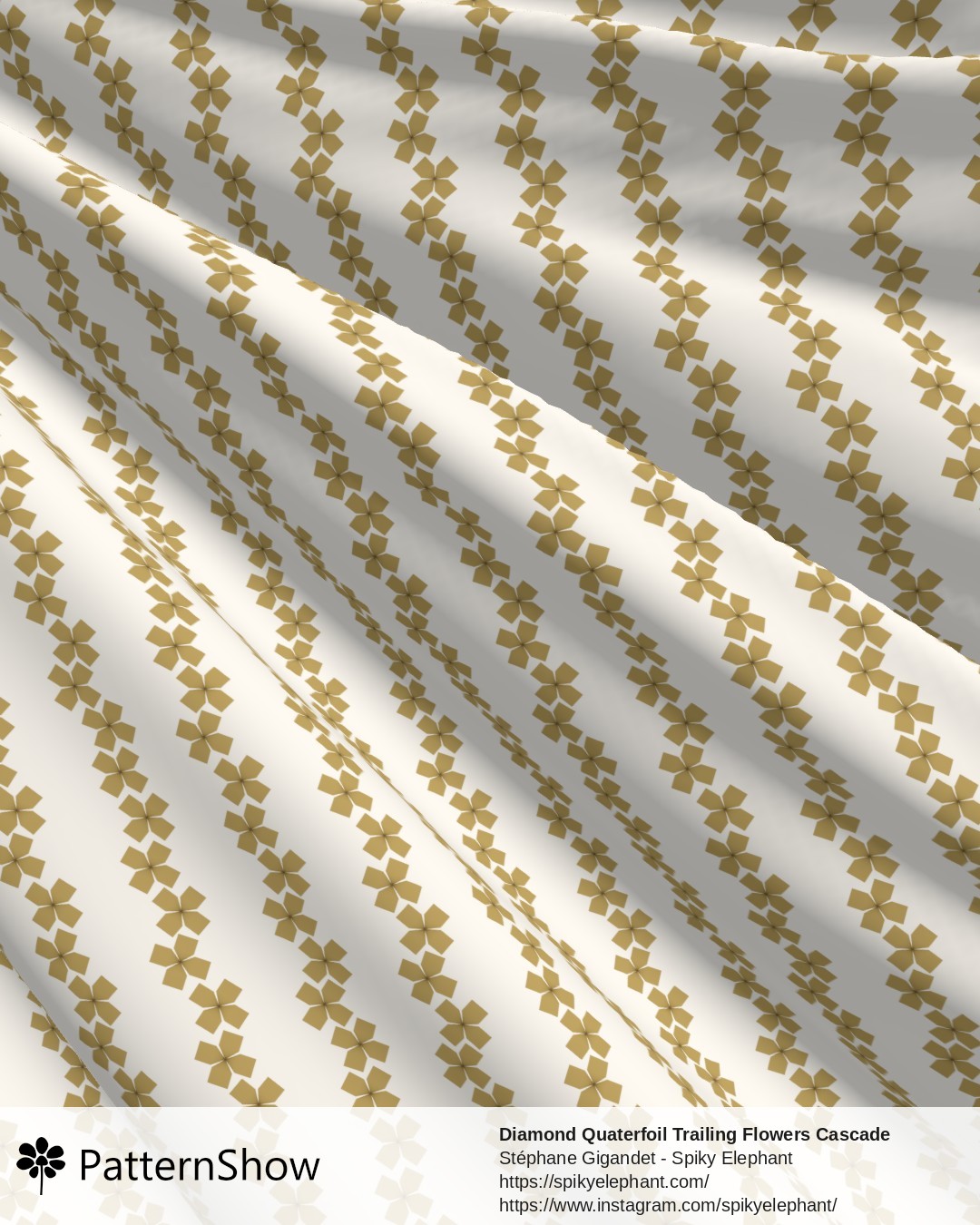 Diamond Quaterfoil Trailing Flowers Cascade - diamond-quatrefoil-trailing-flowers-cascade.dusty-mustard-cream.3600x6200