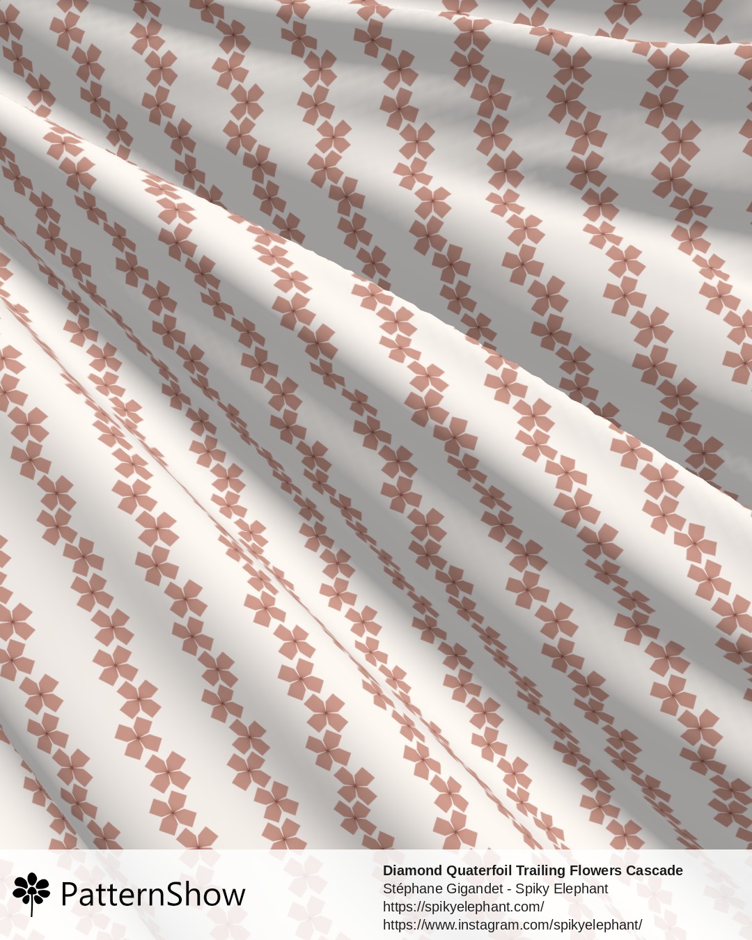 Diamond Quaterfoil Trailing Flowers Cascade - diamond-quatrefoil-trailing-flowers-cascade.blush-coral-cream.3600x6200