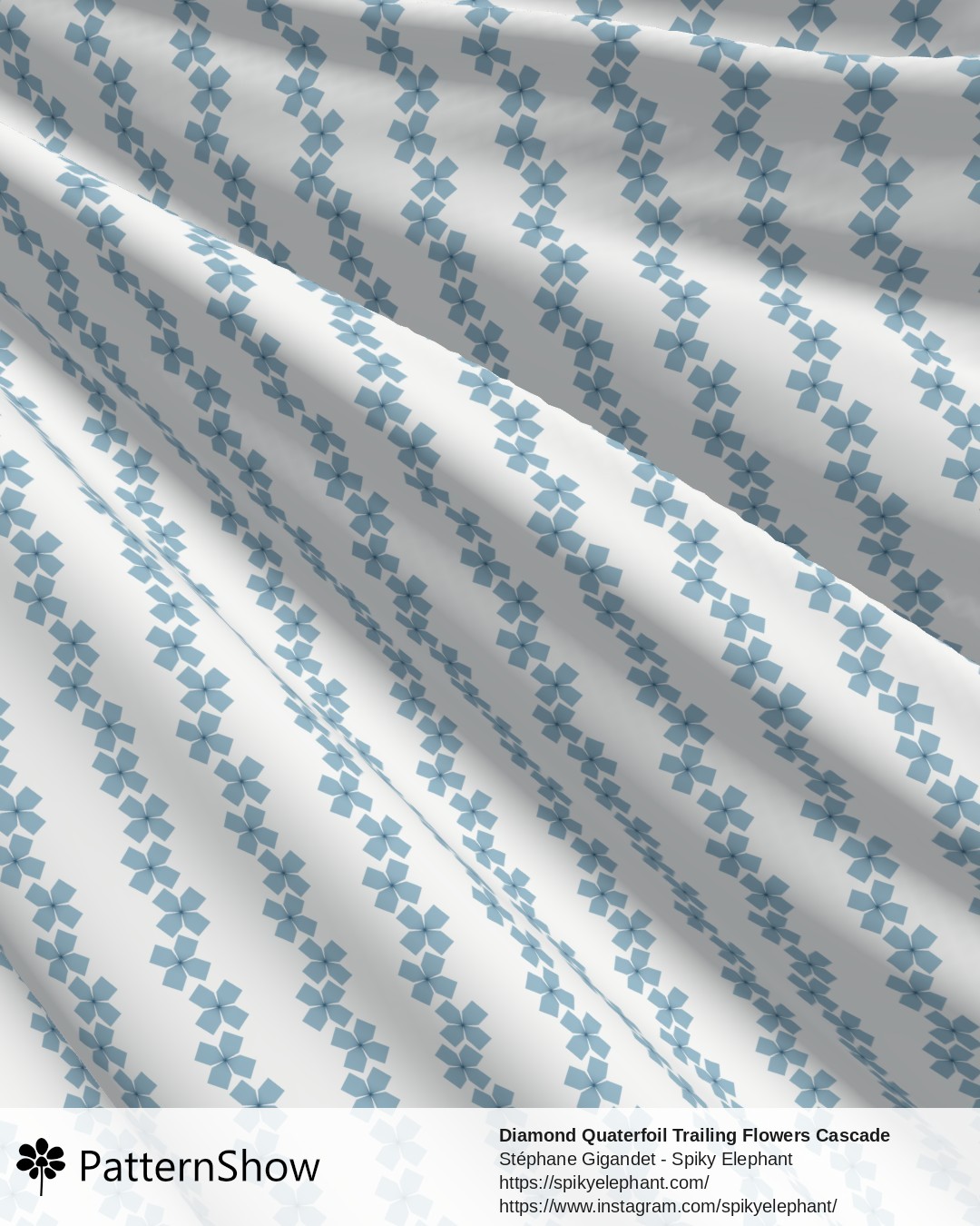 Diamond Quaterfoil Trailing Flowers Cascade - diamond-quatrefoil-trailing-flowers-cascade.blue-on-blue-tonal.3600x6200