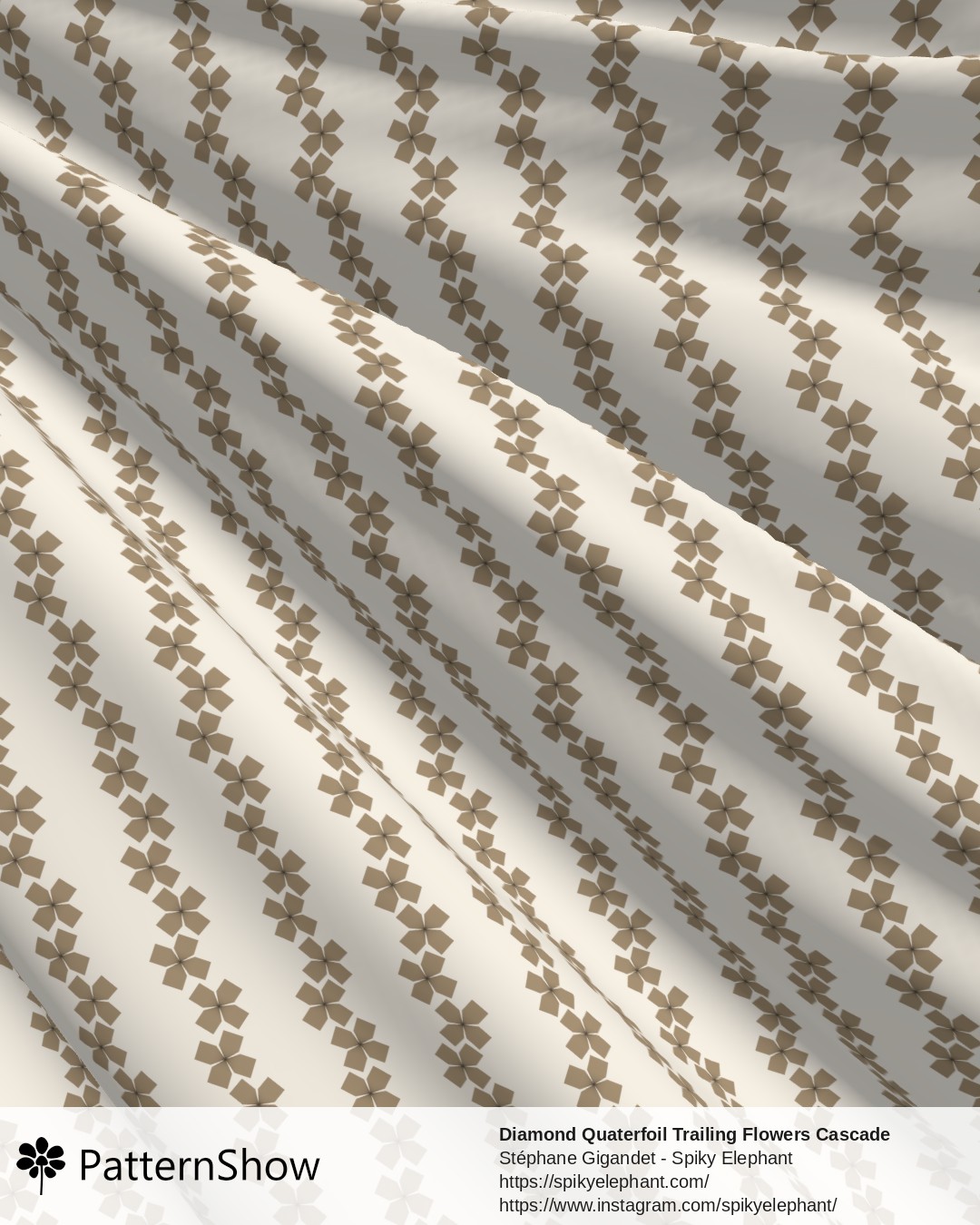 Diamond Quaterfoil Trailing Flowers Cascade - diamond-quatrefoil-trailing-flowers-cascade.black-brown-beige.3600x6200