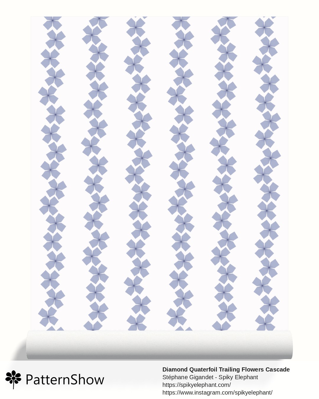 Diamond Quaterfoil Trailing Flowers Cascade wallpaper - diamond-quatrefoil-trailing-flowers-cascade.soft-periwinkle-cream.3600x6200