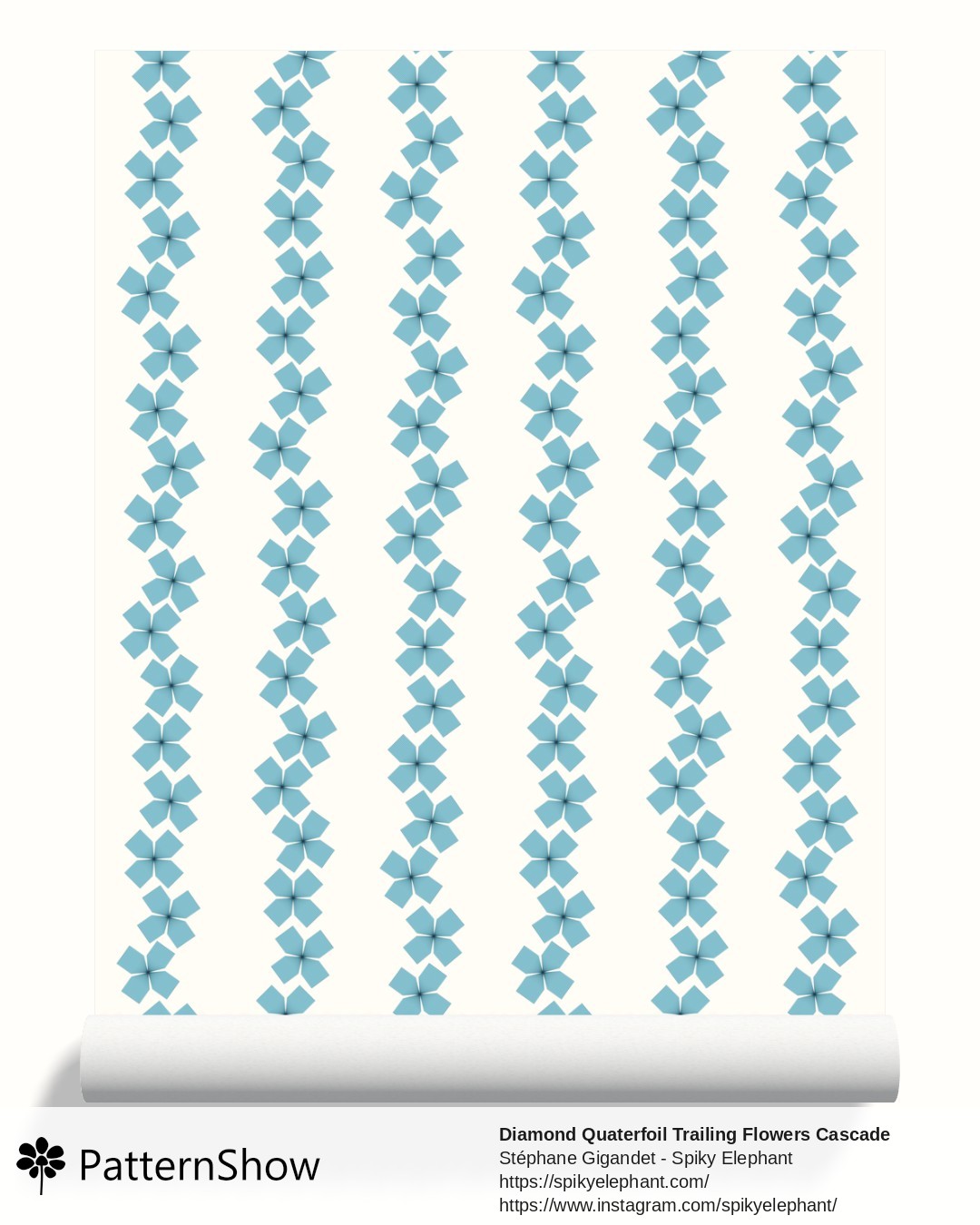 Diamond Quaterfoil Trailing Flowers Cascade wallpaper - diamond-quatrefoil-trailing-flowers-cascade.soft-light-blue-butter-yellow-cream.3600x6200