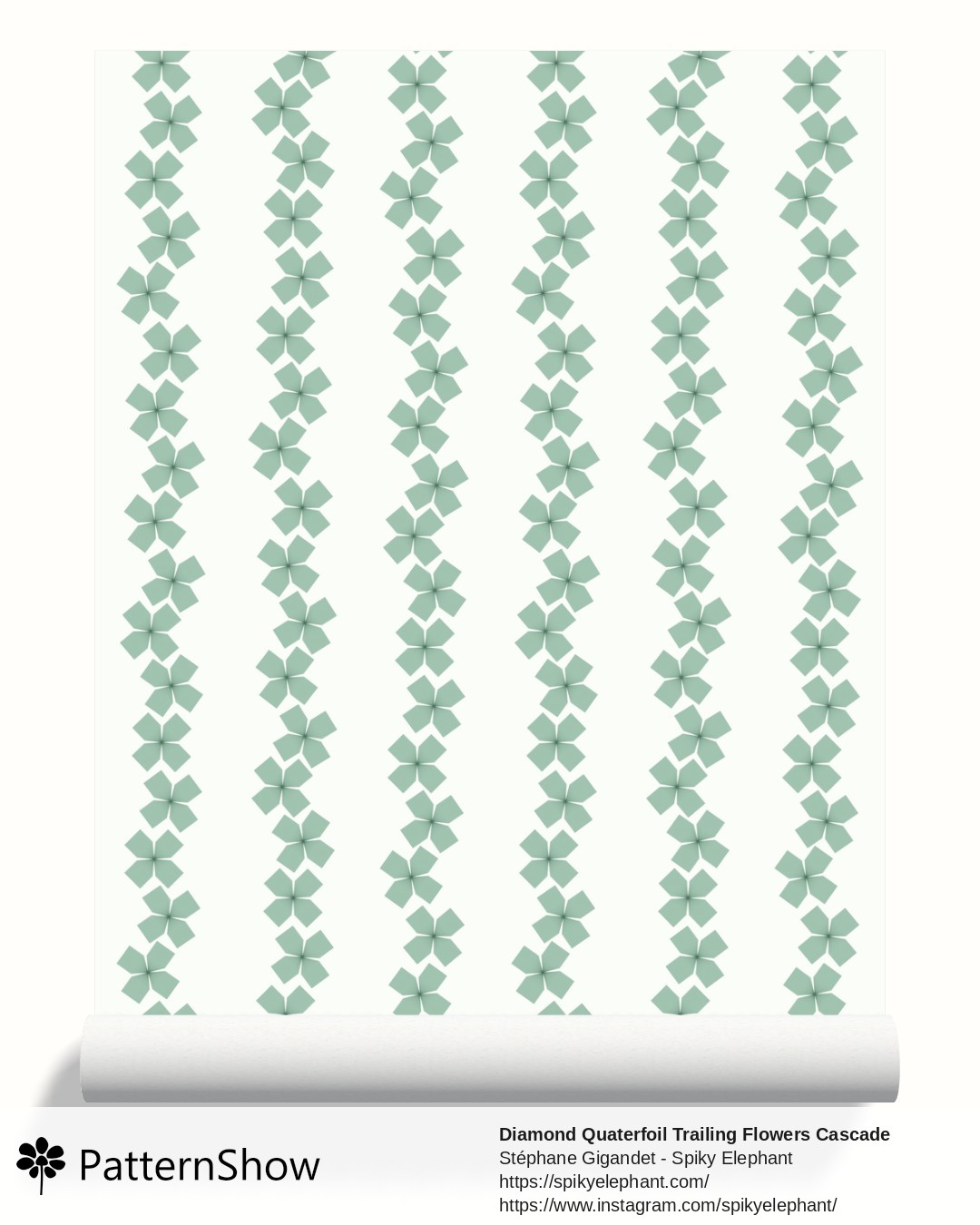 Diamond Quaterfoil Trailing Flowers Cascade wallpaper - diamond-quatrefoil-trailing-flowers-cascade.mint-seafoam-cream.3600x6200