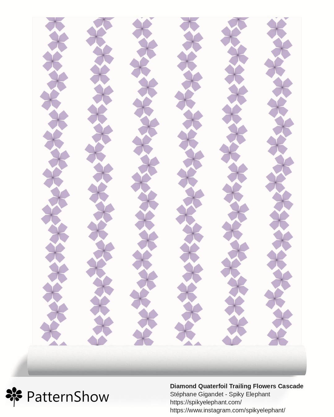 Diamond Quaterfoil Trailing Flowers Cascade wallpaper - diamond-quatrefoil-trailing-flowers-cascade.lavender-mauve-cream.3600x6200