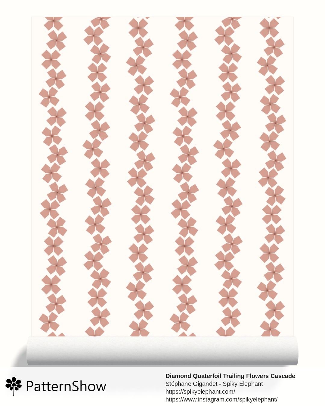 Diamond Quaterfoil Trailing Flowers Cascade wallpaper - diamond-quatrefoil-trailing-flowers-cascade.blush-coral-cream.3600x6200