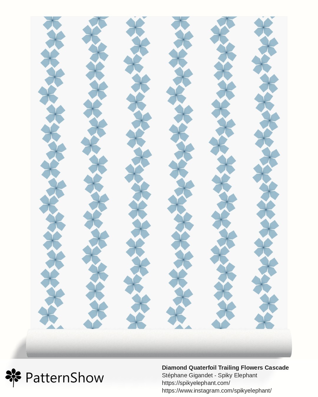 Diamond Quaterfoil Trailing Flowers Cascade wallpaper - diamond-quatrefoil-trailing-flowers-cascade.blue-on-blue-tonal.3600x6200