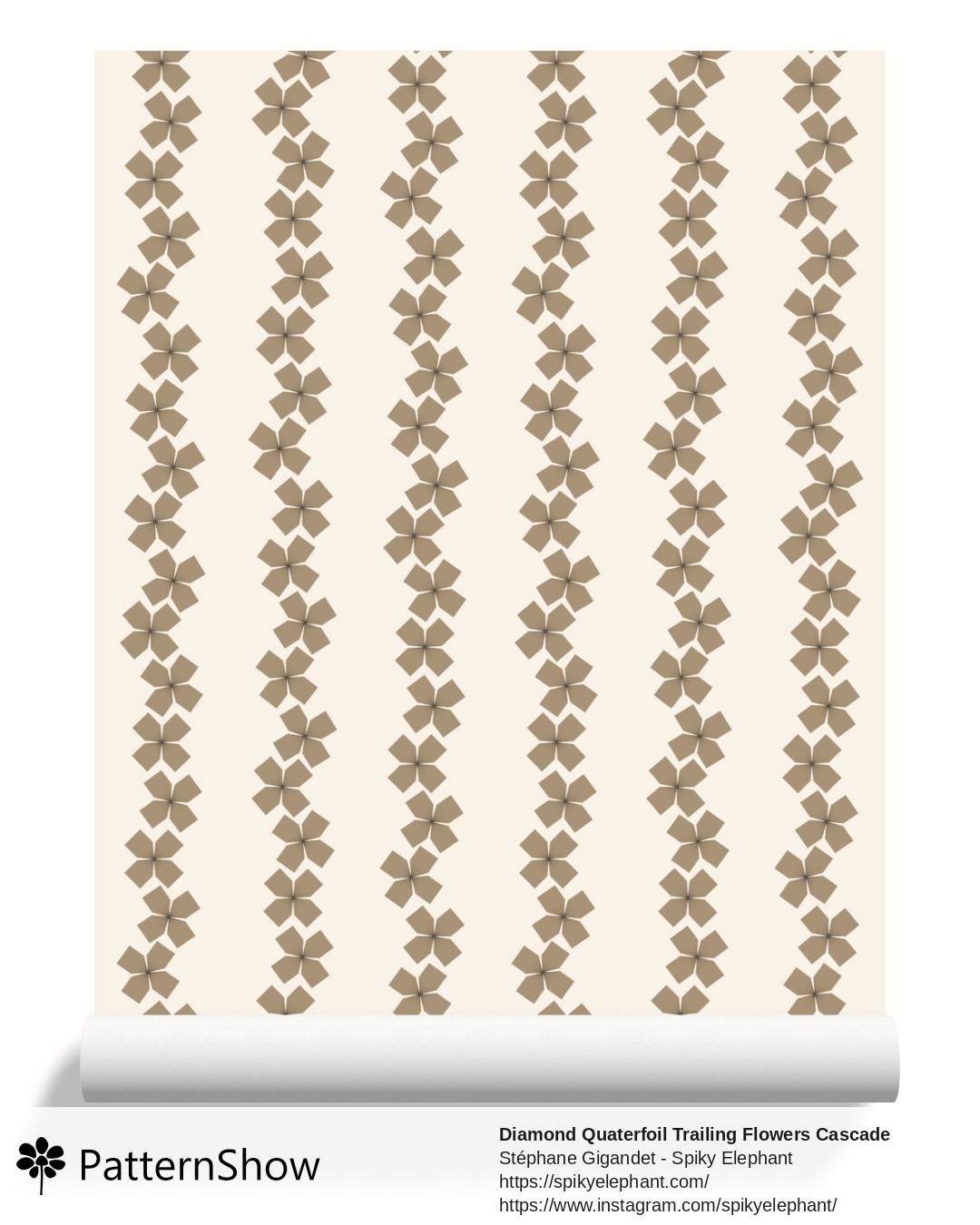 Diamond Quaterfoil Trailing Flowers Cascade wallpaper - diamond-quatrefoil-trailing-flowers-cascade.black-brown-beige.3600x6200
