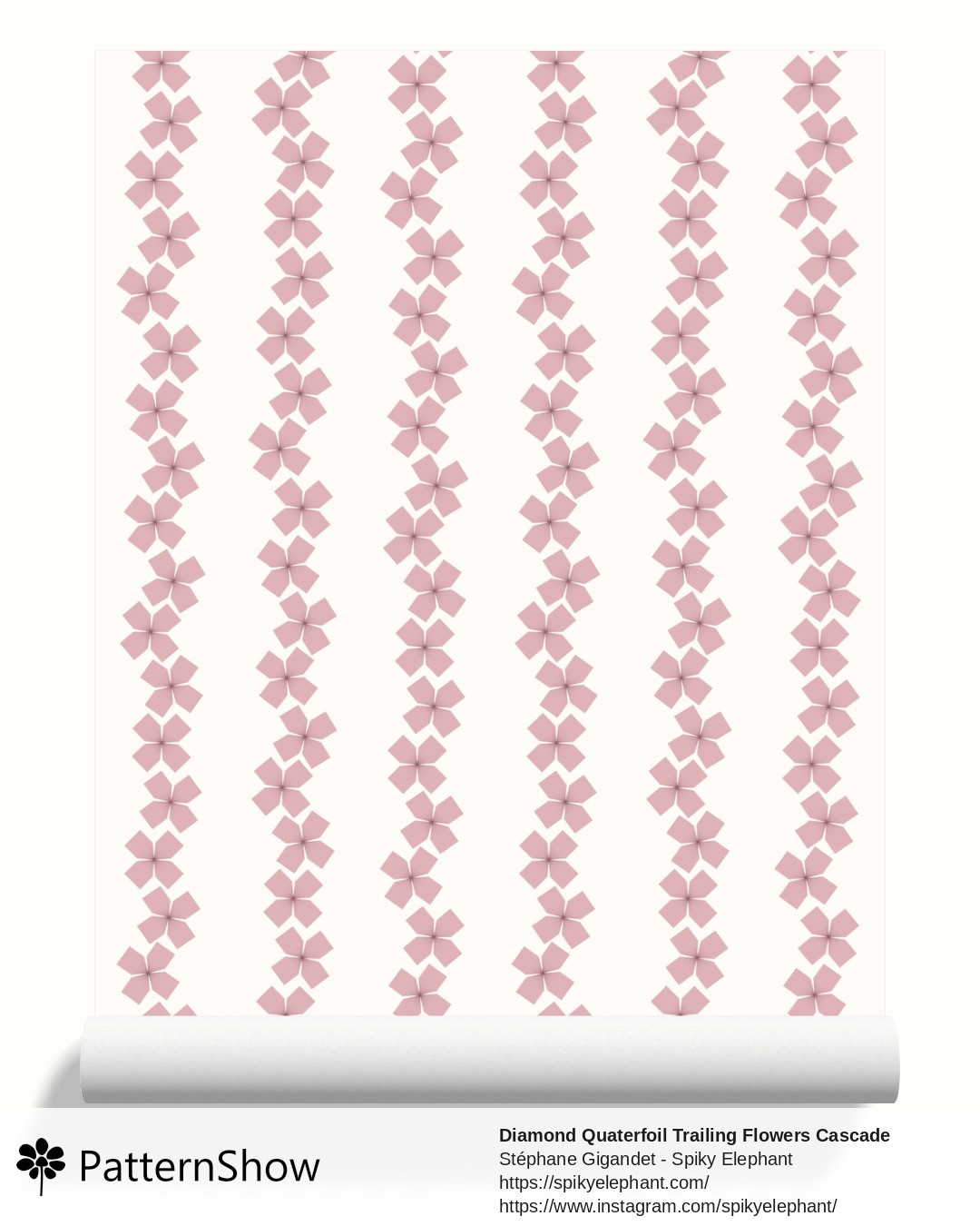 Diamond Quaterfoil Trailing Flowers Cascade wallpaper - diamond-quatrefoil-trailing-flowers-cascade.baby-pink-rose-cream.3600x6200